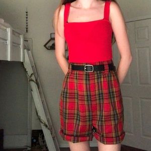 ❂ Plaid Vintage High-Waisted Shorts